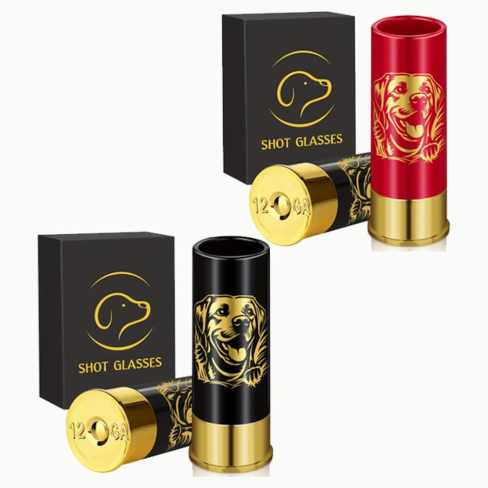 2pcs Retriever "Long Shot" Shot Glasses in Black & Black or Black & Red